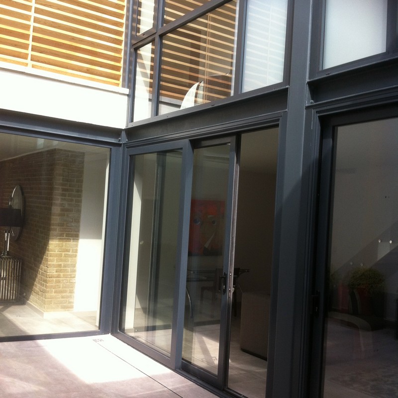 Anthracite aluminium sliding patio doors fitted in Chingford